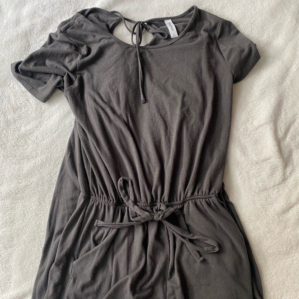 Grey Jumpsuit - Tie Waist